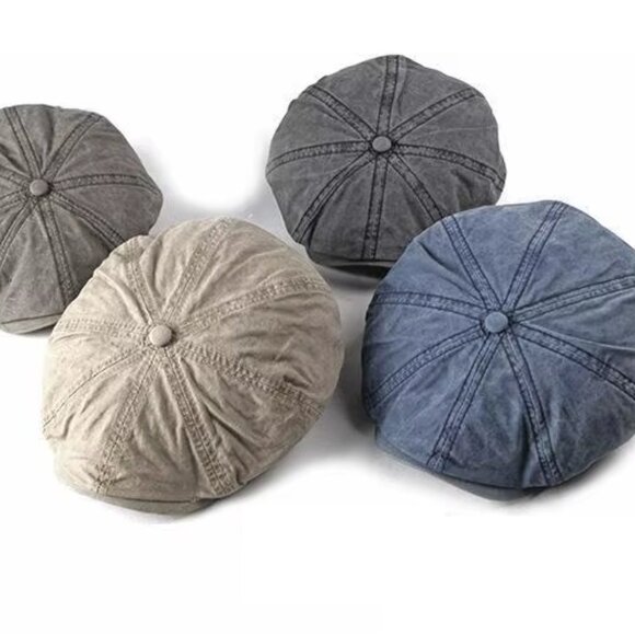 Men's Newsboy Cap Outdoor Streetwear Washed Denim - Picture 1 of 3